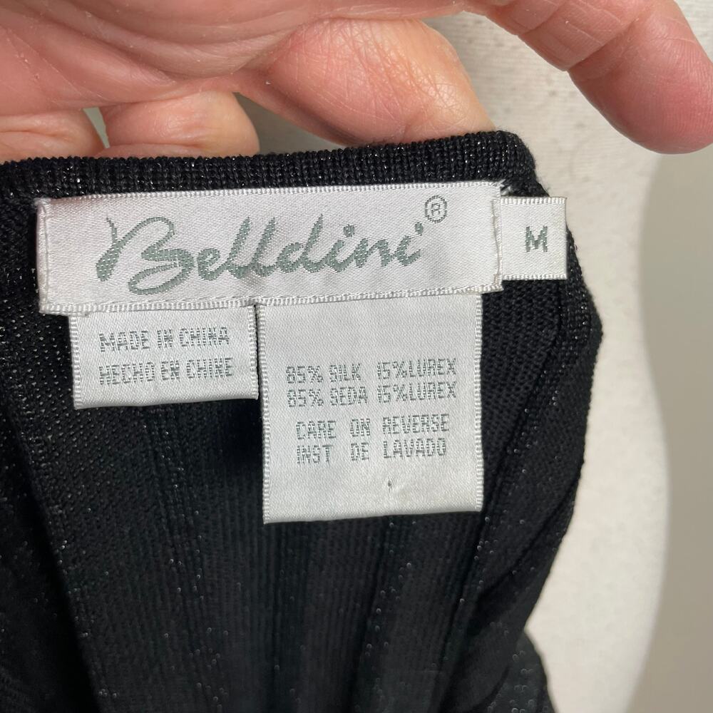 Vintage Y2K Black Sparkle Belldini Sild Blend Ribbed Sweater Top Medium - Picture 6 of 8